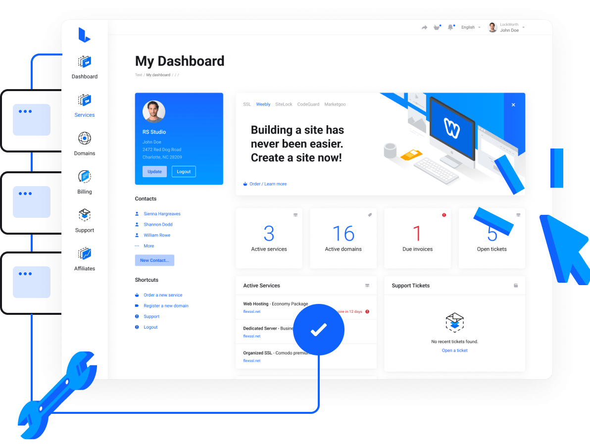D4.FR | Hebergement web | serveur  virtuel | infogerance - Panneau de contrôle facile pour gérer tous vos services.